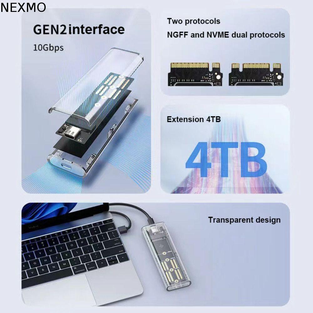 Caixa SSD NEXMO M . 2 , De Disco Rígido NVME M2 Transparente NGFF SATA PCIe Gabinete Externo