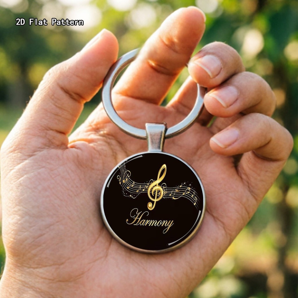 Chaveiro Masculino De Liga De Zinco , Tema Musical , Notas De Clave De Sol Douradas , Design De Harmonia , Acessório Dec