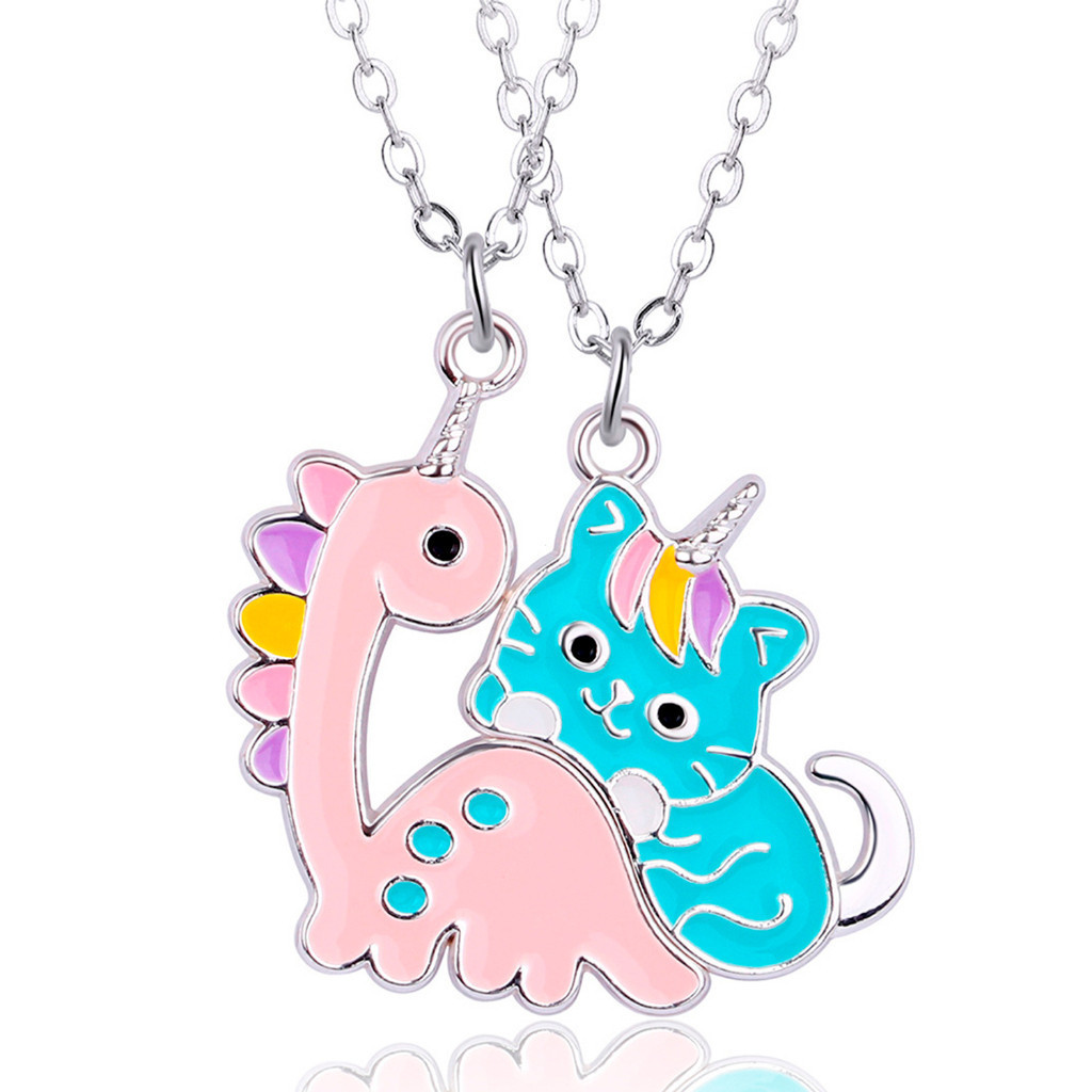 Colar Melhores Amigas Best Friends Amizade Gatinho Dinossauro Unicórnio Bff Par Metadinhas Amigas