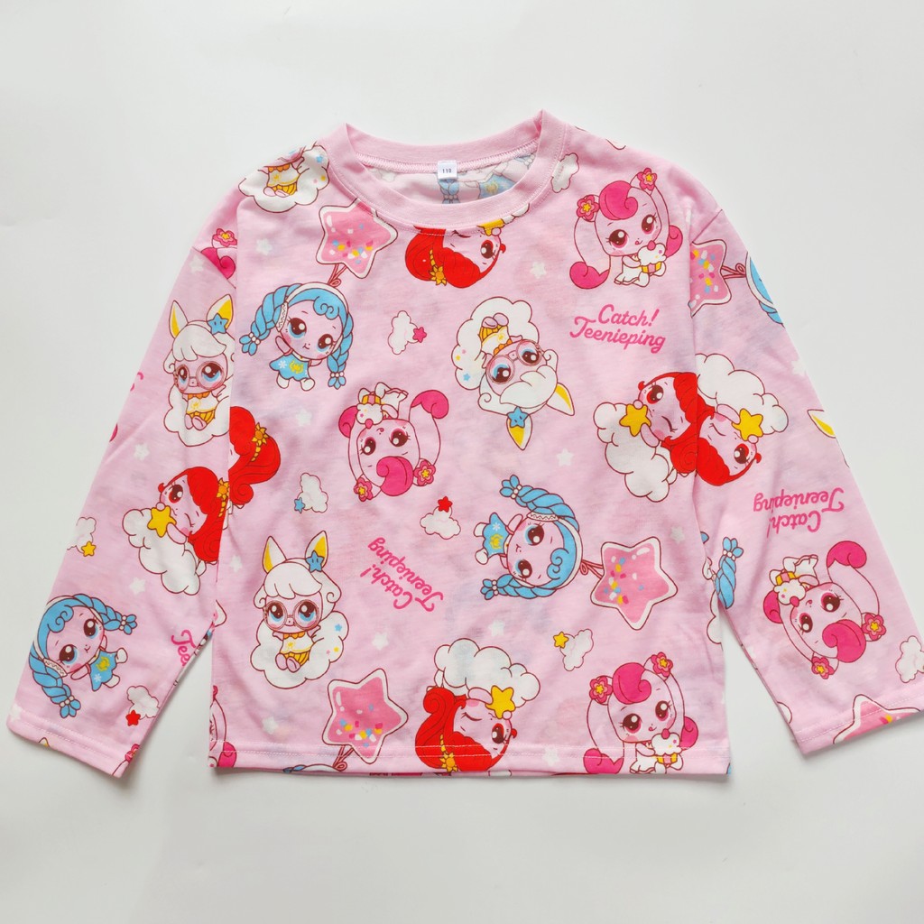 Japonês único bebê menina crianças de manga comprida camiseta primavera outono algodão poliéster menina topo dos desenho