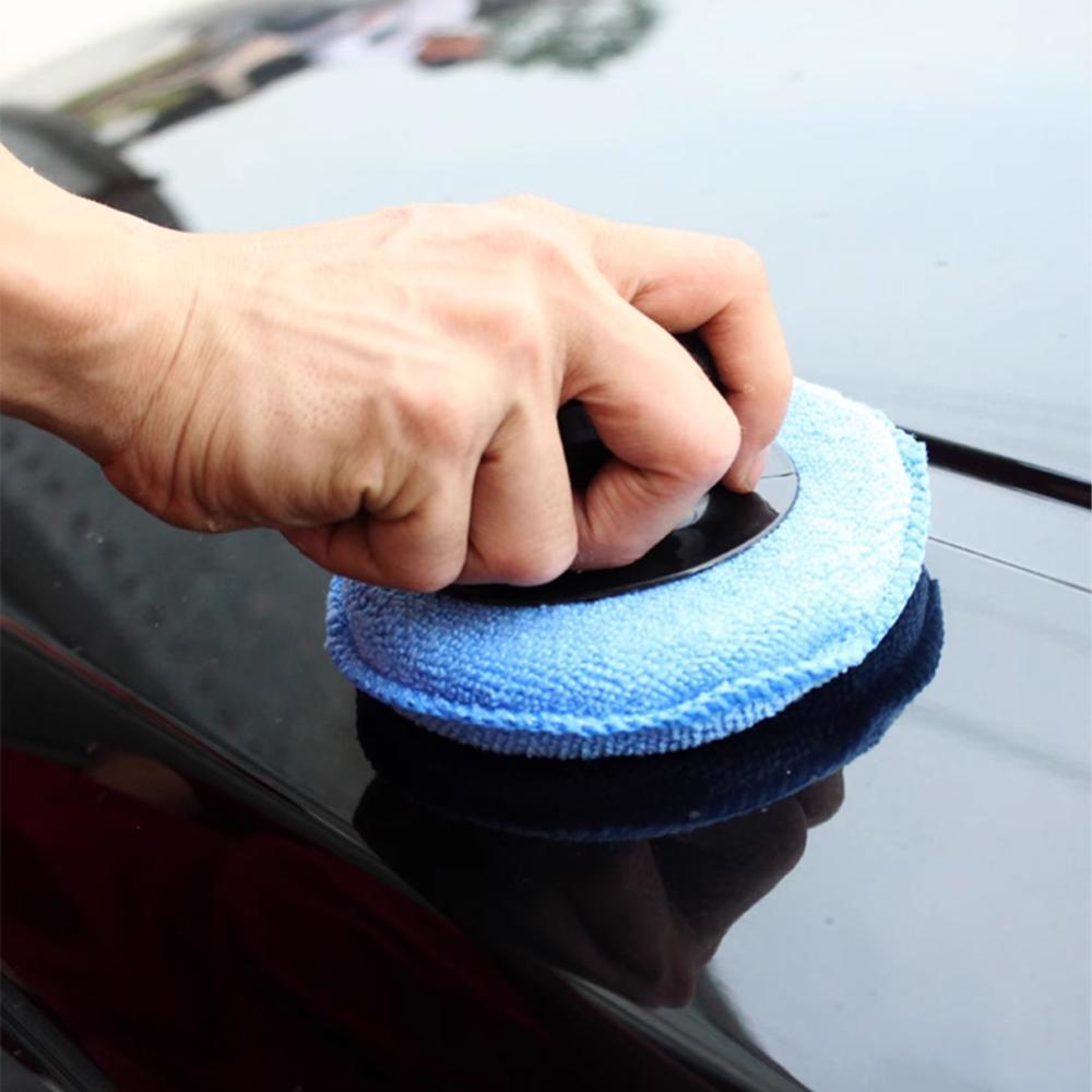 TKEY 5 " Esponjas De Polimento De Cera De Carro Detalhando Almofadas Aplicadoras Bolso Redondo Espuma De Microfibra Ferr