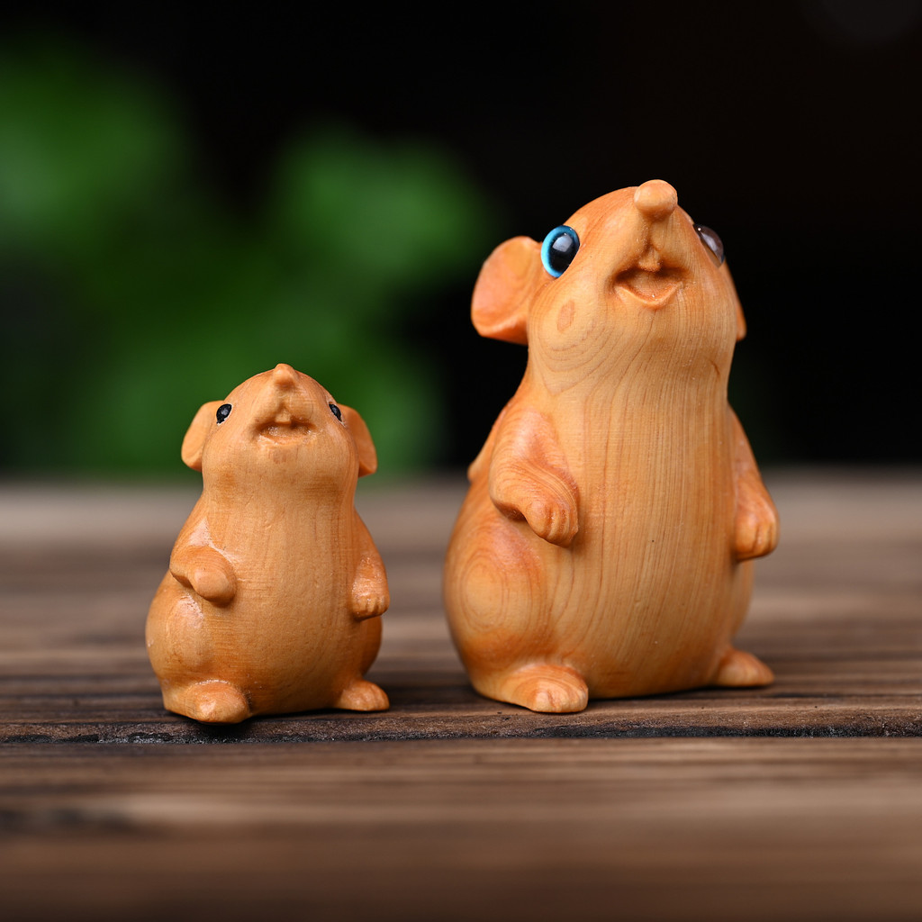 [Estoque pronto] Yabo Dawning Zodiac Rat Handle Piece Cute Rat Presente de aniversário infantil Comida Hamster Escultura