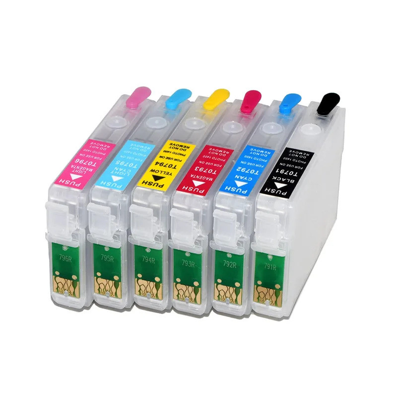 Cartucho De Tinta Recarregável FW 6 Peças Com chip Permanente Para Impressora T0851 T0852 T0853 T0854 T0855 T0856 Epson
