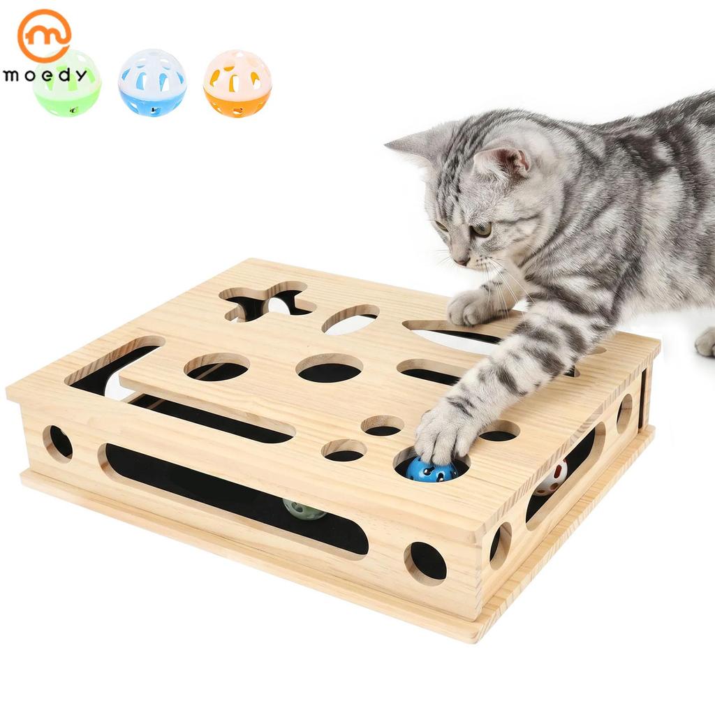 Divertido Gato Scratch Puzzle Enriquecimento Caixa Arquivo De Unhas Scratcher Com Sino Bola E Labirinto Passagem Para Ga