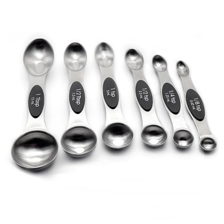 Colher medidora de duas cabeças de aço inoxidável, conjunto de seis peças, colher de tempero, ferramenta de cozimento, c