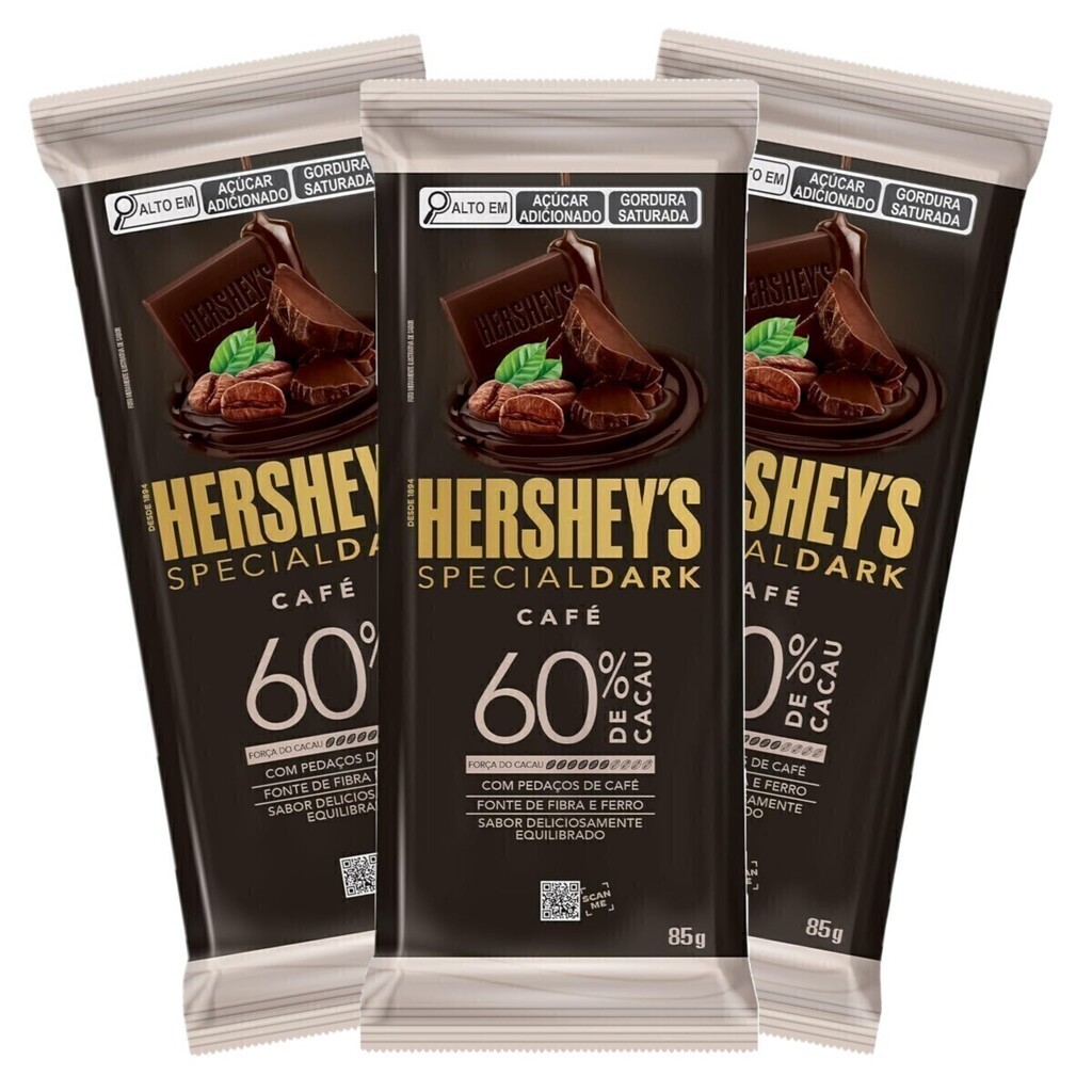 3un Barra de Chocolate Amargo 60% Special Dark Café e Croc 85g - Hershey´s