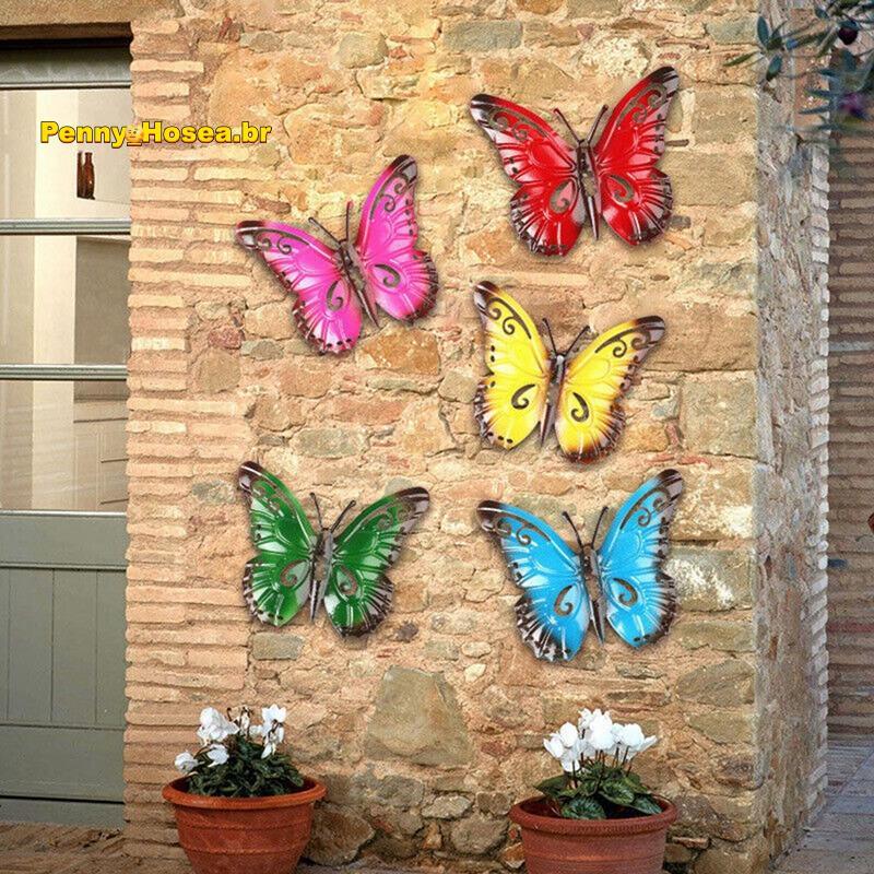 [Vendas Quentes P] 3D Metal Borboleta Quintal Decoração Oco Jardim Grande Decorativo Arte Da Parede Cerca Escultura Orna