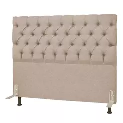 Cabeceira Cama Box Casal King 195cm Cristal Linho Bege - JS Móveis
