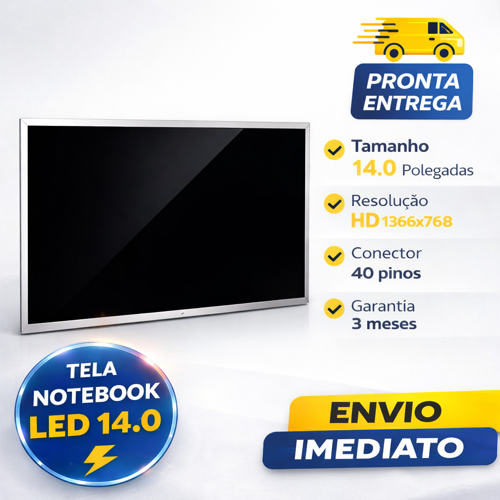 Tela Notebook 14 Led HD 40 Pinos BT140GW01 V.6 Compatível V.0 V.4 V.5