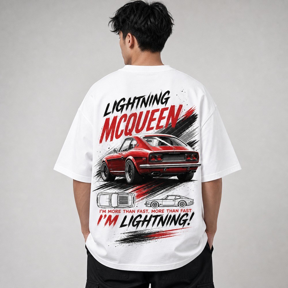 Camiseta Oversized Masculina Streetwear Carro Esportivo Premium 100% Algodão Estampa Racing Moda Casual