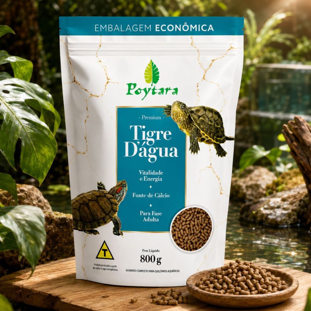 Raçao Tartaruga Poytara Tigre D'água Aquática Água Doce 800g Para Tartarugas Aquáticas Adulta Oferta — imagem 2 de 2