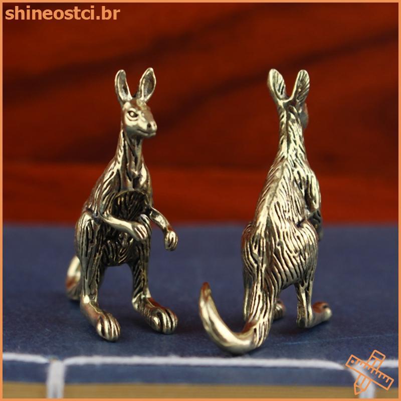 SHINE Bronze Canguru Escultura Vintage Animal Estatueta Chapeamento De Ouro Para Decoração De Mesa ,