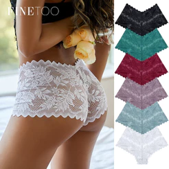 FINETOO 3 Peças/Conjunto Sexy Mulheres Calcinha De Renda Floral Cintura Alta Lingerie Roupa Íntima Feminina