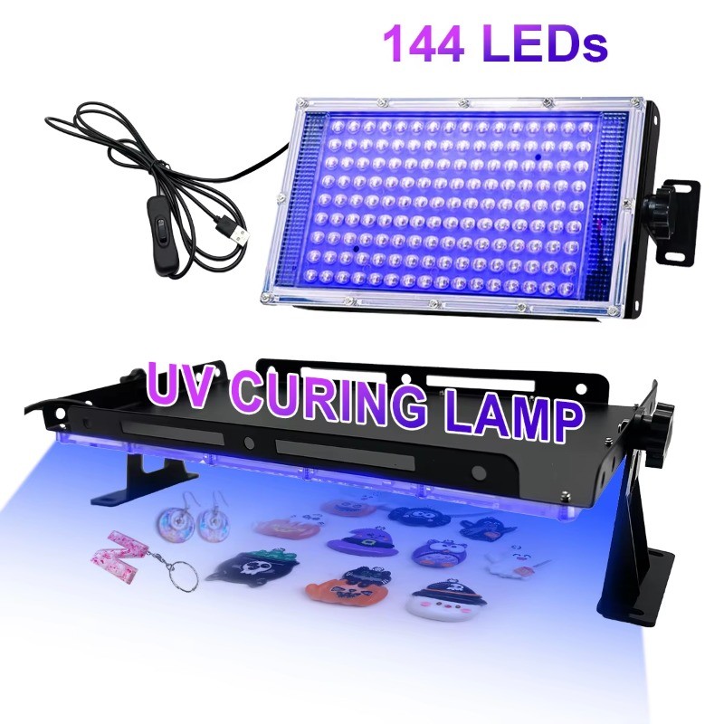 144 Leds USB Roxo Luz UV 395nm 365nm Lâmpada De Cura Detecção Fluorescente Caixa DIY Com Cola Sem Sombra Óleo Verde De R
