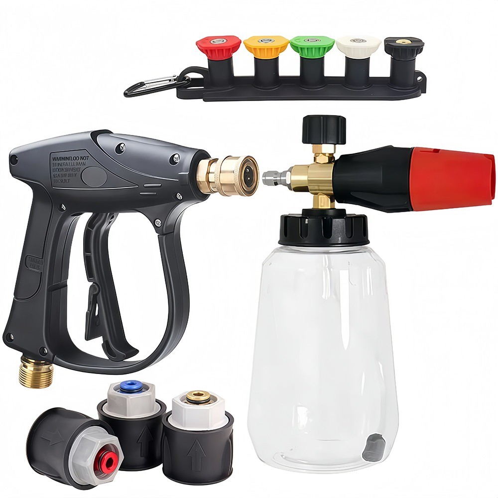 Kit De Pistola De Lavagem De Alta Pressão E Canhão De Espuma-Conexão Rápida De 1/4 " Com Adaptador M22-14 Para Carros