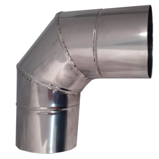Curva 90° Para Chaminé Duto 10 Polegadas Inox 304 Escovado