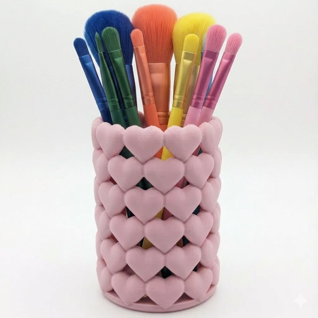 Porta Lapiz Pincel E Canetas De Mesa Feminino Modelo Coração