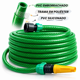 Mangueira  de Jardim Trançada Reforçada flexivel 3 camadas Verde