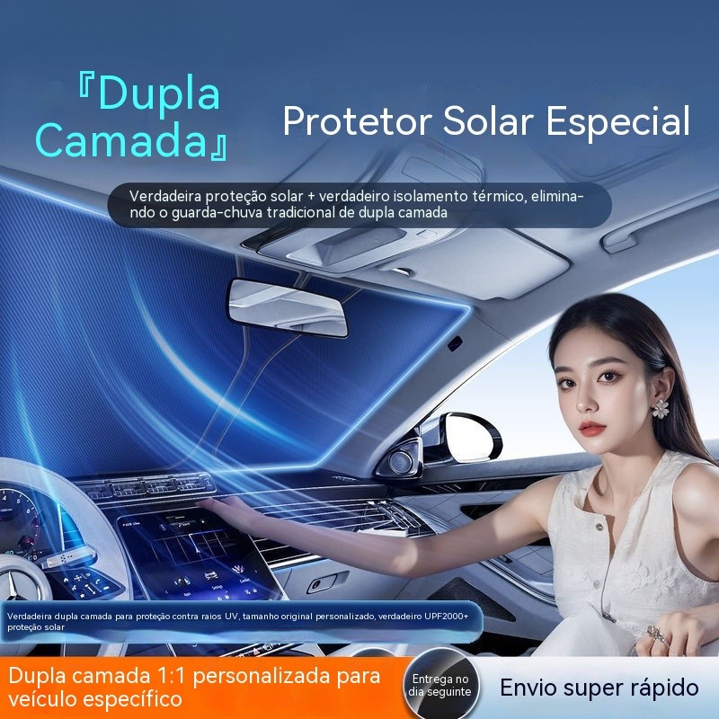 Painel de proteção solar para carro, cortina de proteção solar e isolamento térmico, cobertura interna para para-brisa d