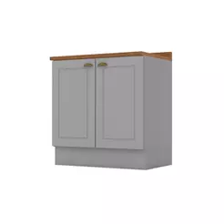 Balcão de Cozinha Modulado c/ Tampo Americana c/ 2 Portas 80cm Cinza - Henn