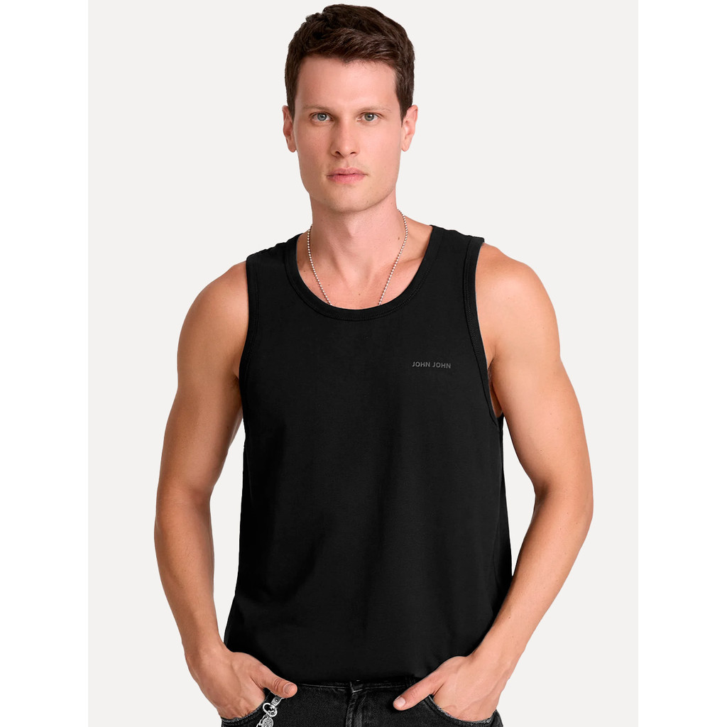 Regata John John Masculina New Regular Fit Rubber Logo Preto