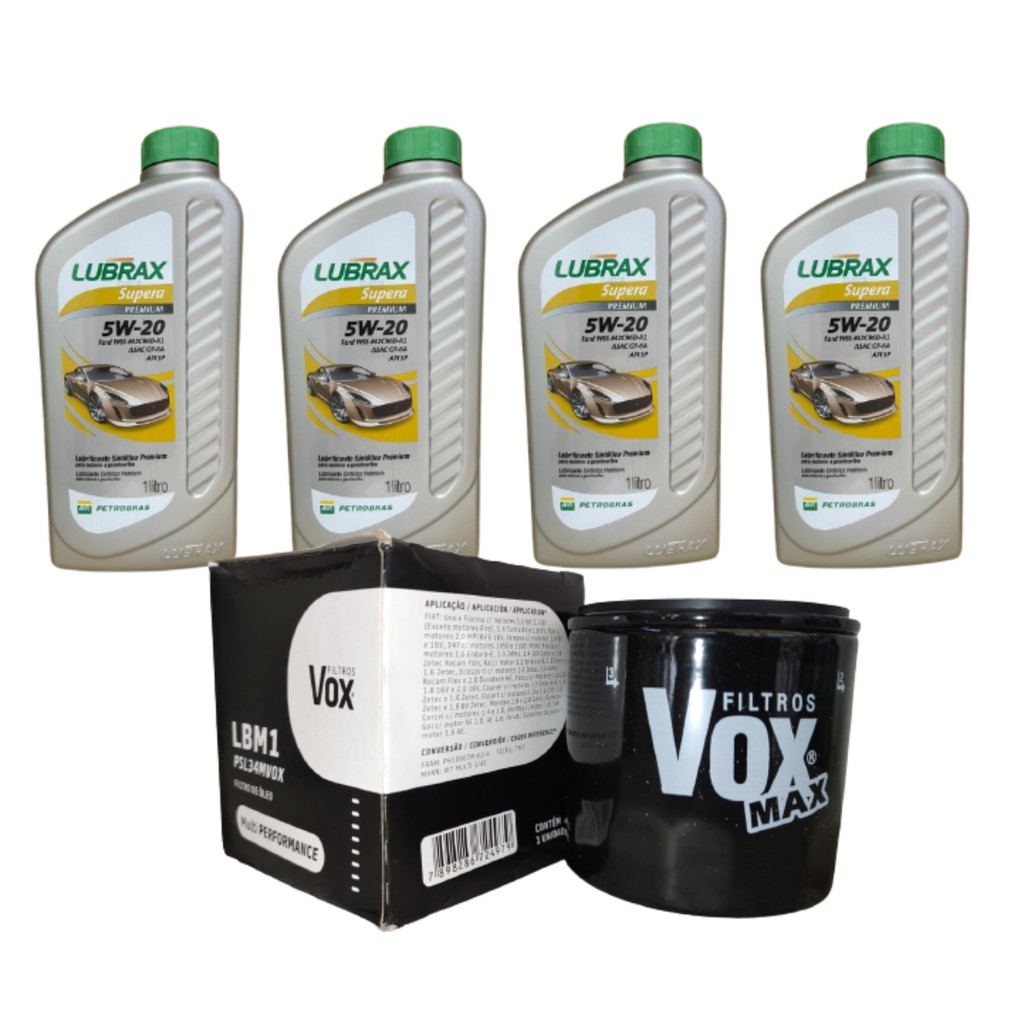 Kit Troca Lubrax 5w20 Filtro Focus Ecosport Mto Duratec 14-