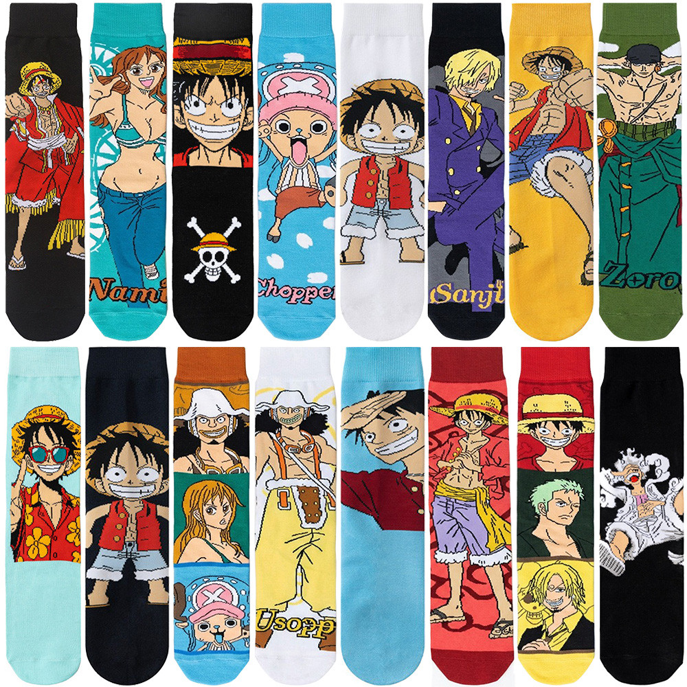1 Par Unissex Dos Desenhos Animados Anime Meias Hip Hop Estilo Rua Novidade Engraçado Casual Tripulação Para Homens