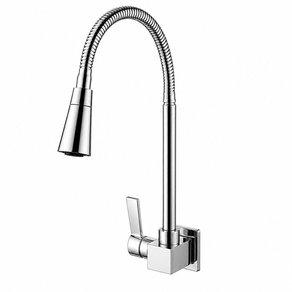 Torneira Flexível Gourmet para Cozinha Parede 2 Jatos Cromada