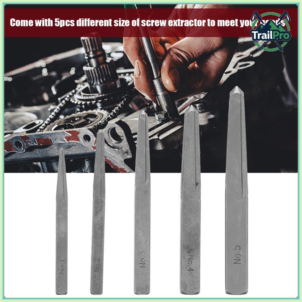 TrailPro 5pcs conjunto extrator de parafuso resistente quebrado parafuso danificado fácil fora tipo de ferramenta de