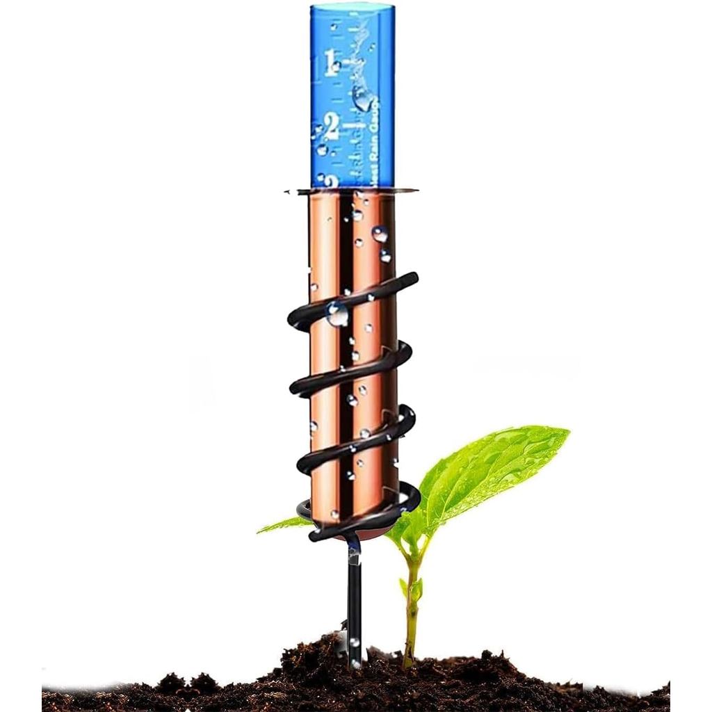 Pluviômetro de cobre para exterior, pluviômetro preciso, medidor de chuva, pluviômetro decorativo com estaca para jardim
