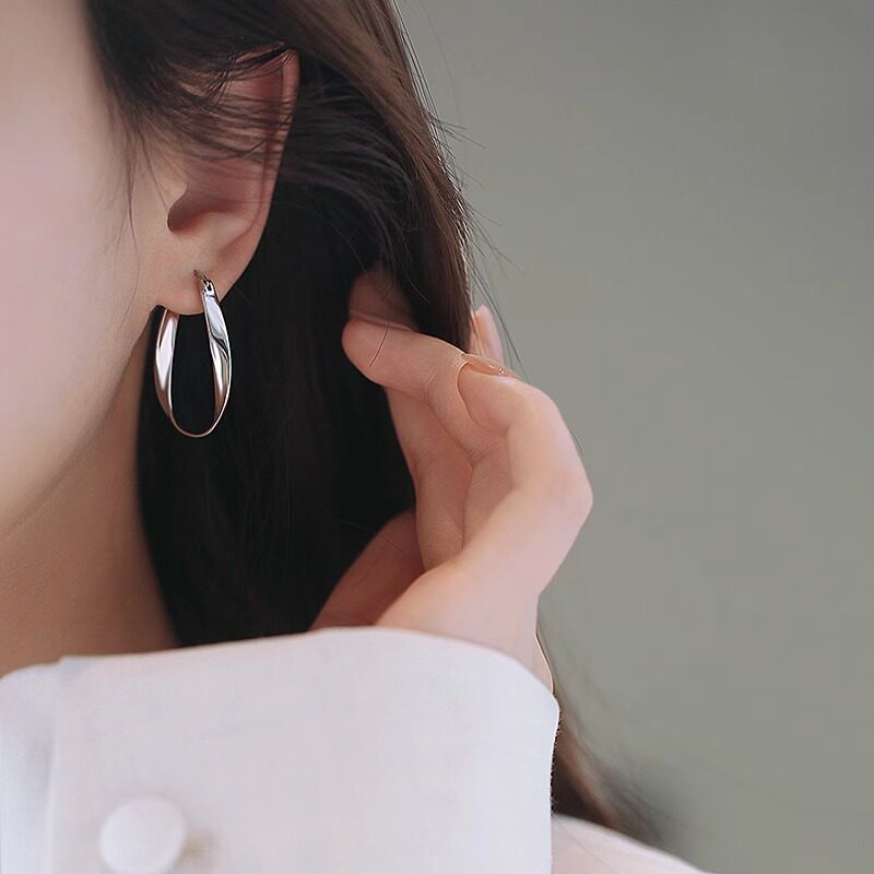 brinco feminino brinco de pressao feminino Liu Yifei mesmo estilo brincos de prata feminino prata esterlina nicho Design