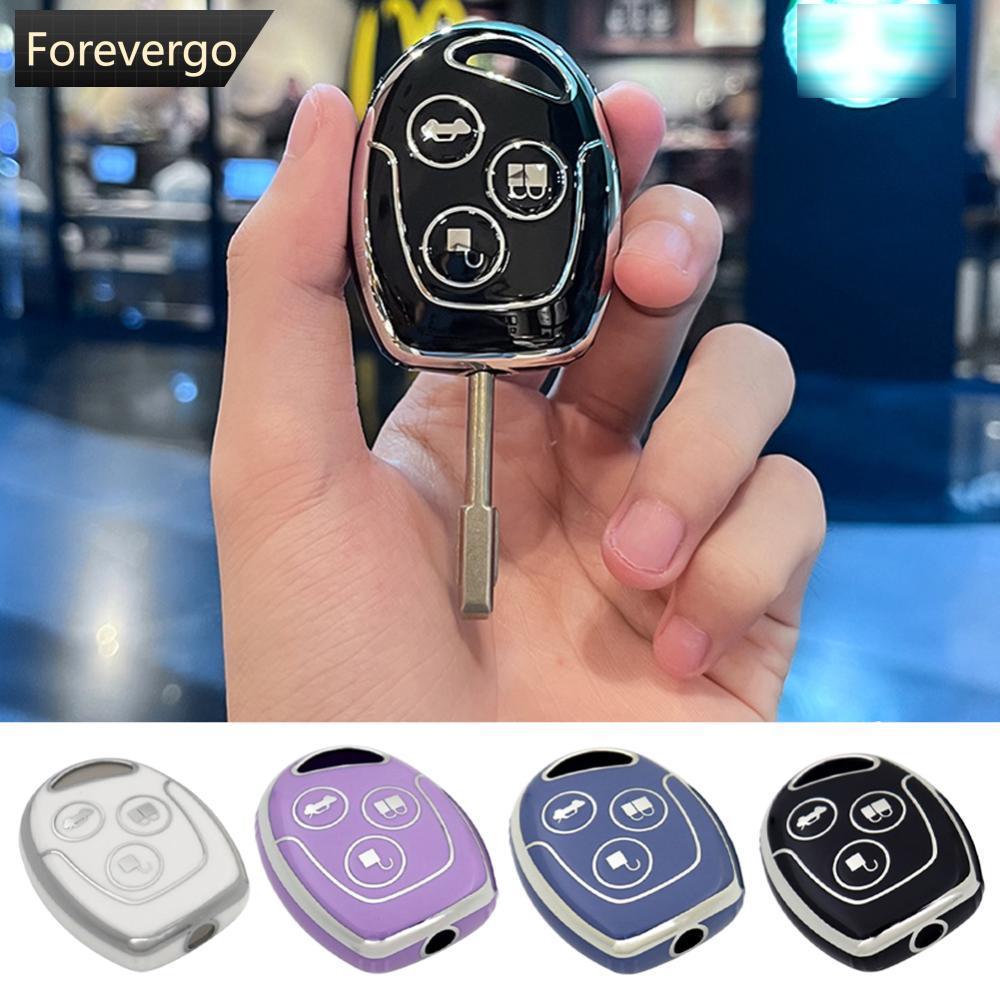 FOREVERGO 3 Botões Caso Suporte Remoto Do Carro Fob TPU Chave Capa Para Ford MONDEO FIESTA Foco C-MAX S TRANSIT KA GALAX