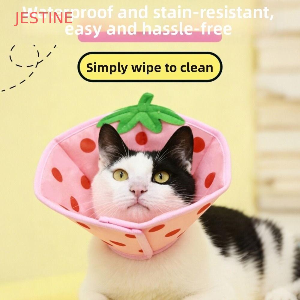 Coleira JESTINE Cat Elizabeth , Círculo Protetor De Pescoço De Gato De Desenho Animado Anti-Mordida , Capa Respirável La