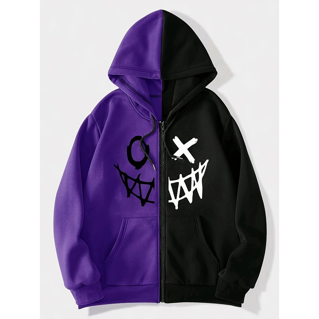 Moletom com Capuz e Zíper, Blusas Pullover com Estampa Gráfica, Manga Longa, Jaqueta com Capuz e Zíper para Homens, Outo