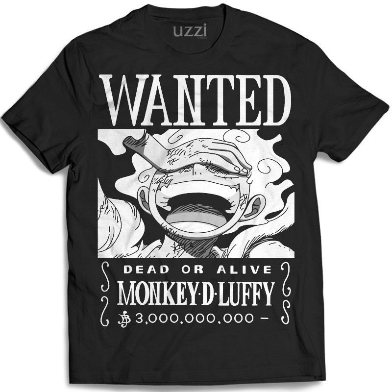 Camiseta Luffy One Piece Gear 5 Procurado Anime Harakuju Chapeu de Palha 100% Algodão Cartaz Premium Lançamento