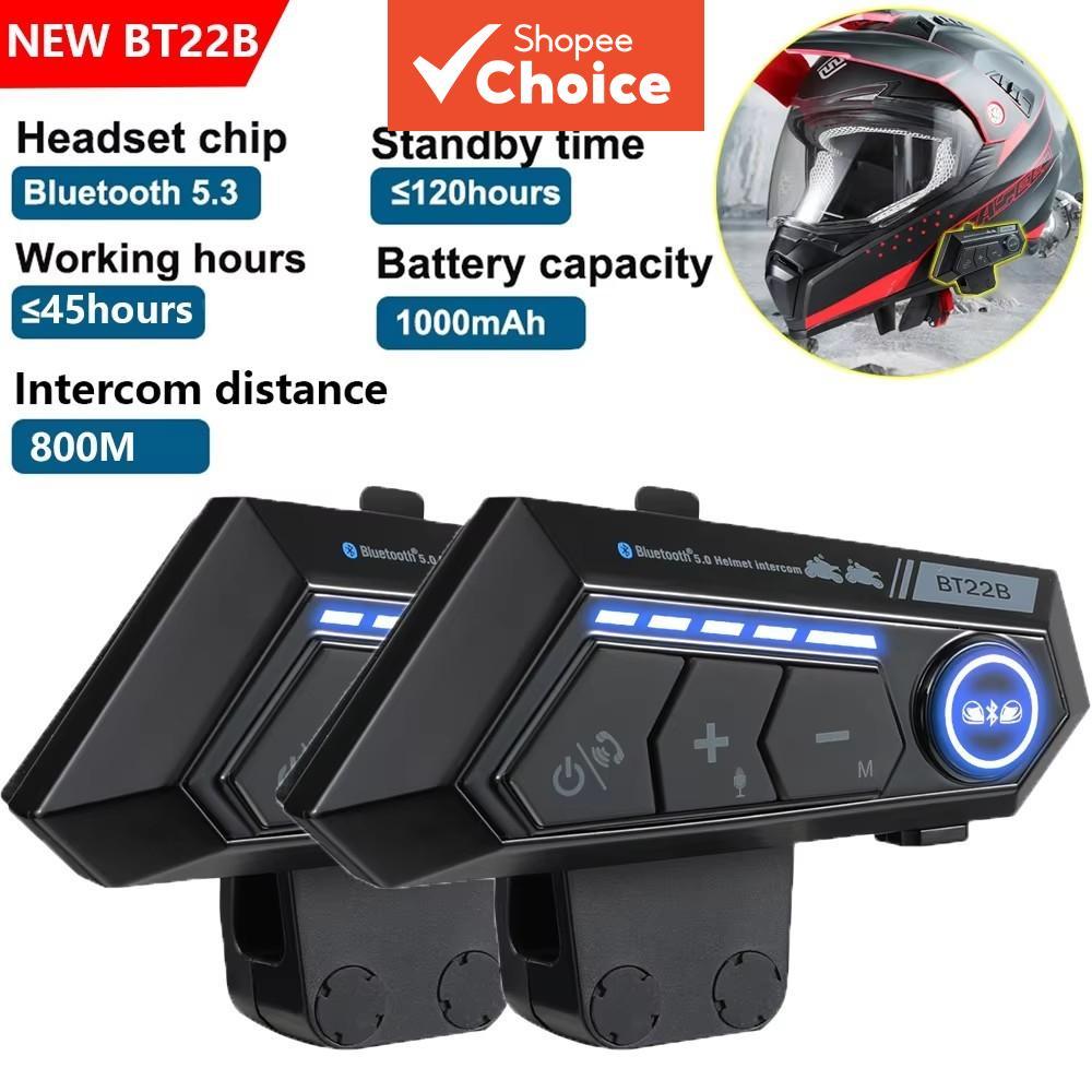Bluetooth Interfone Capacete Fone De Ouvido BT22B Sem Fio 800M 3D Surround Estéreo