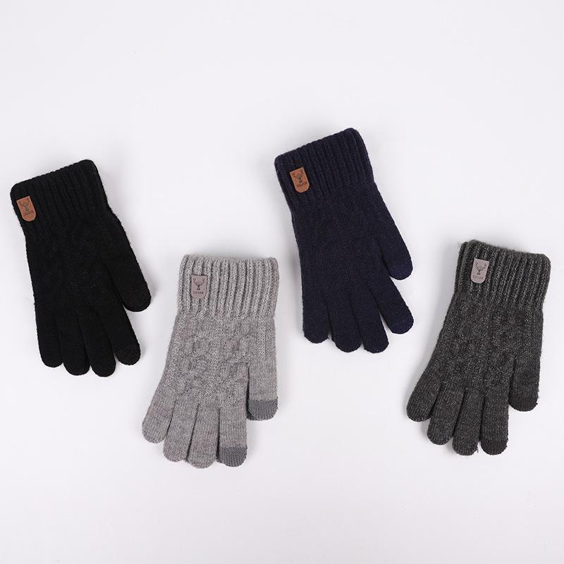 Luvas Decorativas de Inverno com Toque Sensível ao Toque, Unissex, Luvas de Dedo Tricotadas, Laváveis à Máquina, Perfeit