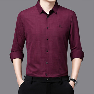 Woodpecker High-End sem costura camisa de manga comprida masculina primavera outono negócios Casual de meia-idade de man