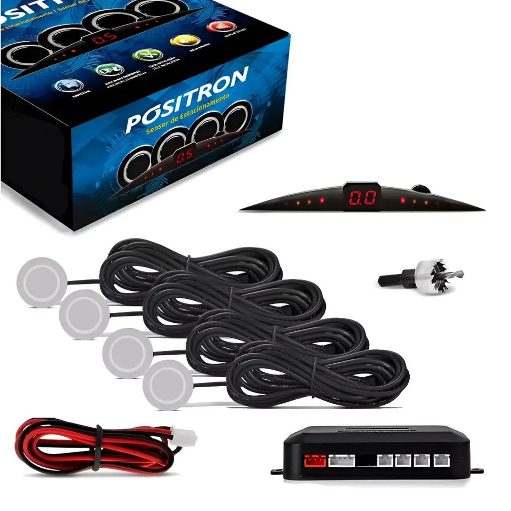 Sensor De Estacionamento Positron PS220 Branco 4 Pontos