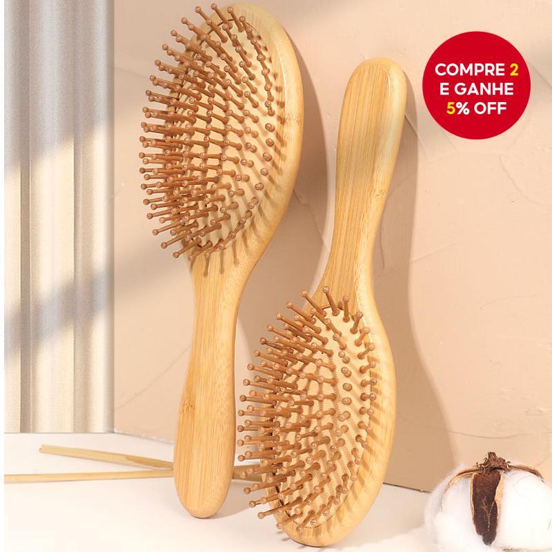 Escova de Massagem para Cabelo com Almofada de Ar - Escova de Bambu para Massagem do Couro Cabeludo e Meridianos