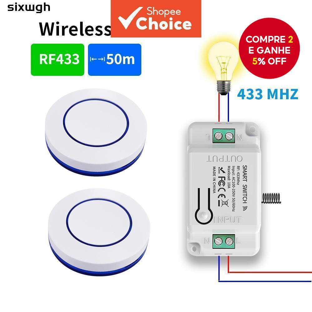 Interruptor sem fio 433 MHz Controle Remoto RF Interruptor de Botão para Ligar/Desligar Lâmpada e Aparelhos Domésticos