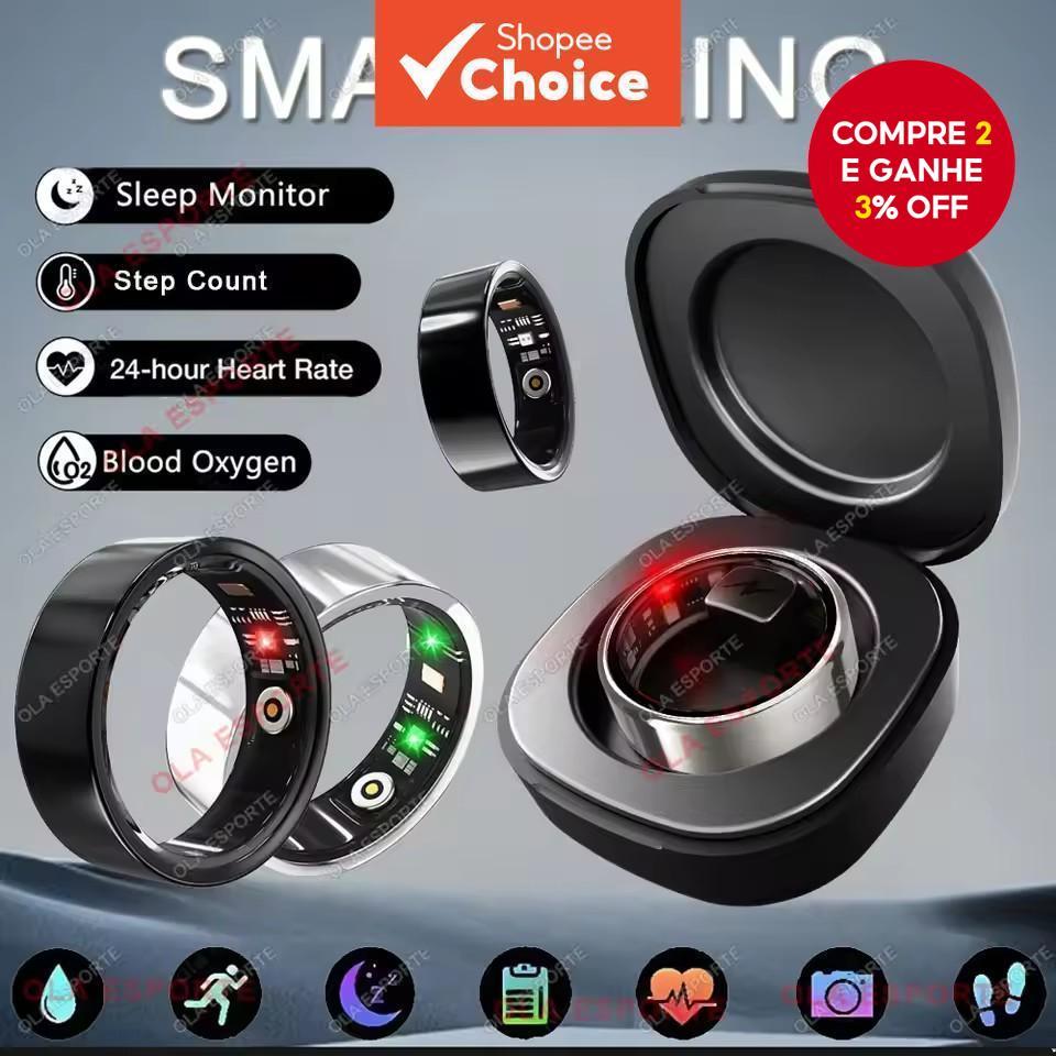 Novo Anel Inteligente R09 para homens e mulheres com estojo de carregamento, monitor de frequência cardíaca, oxigênio
