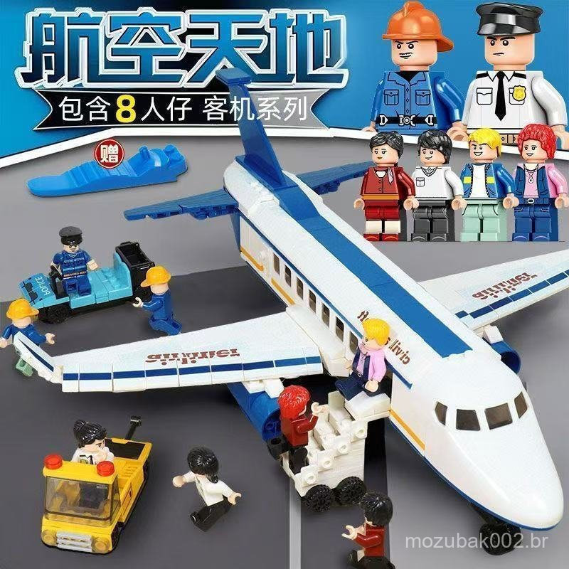 1.000 pçs Lego blocos de construção avião série helicóptero passageiro avião Civil modelo crianças DIY educação ciência