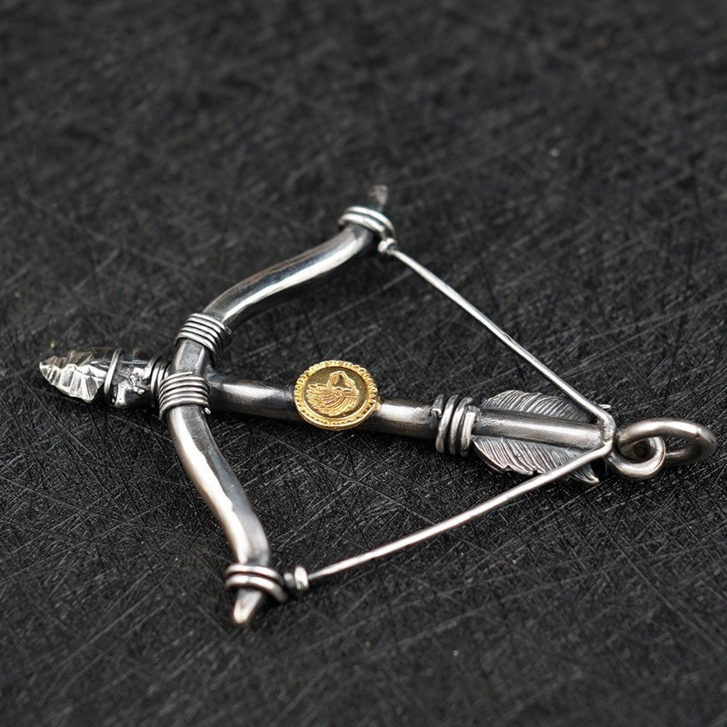 Colar Vintage com Pingente de Arco e Flecha Navajo, Estilo Indiano, Colar de Pingente Masculino, Colar de Pingente Vinta