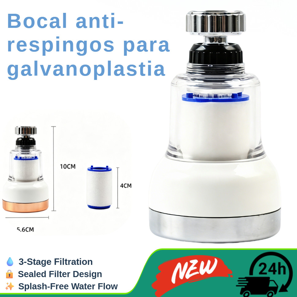Filtro para Torneira de Cozinha Purificador de Água Giratório 360° Pressurizador Anti-respingos Adaptador Borbulhador