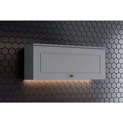 Armário Aéreo p/ Cozinha Americana Geladeira c/1 Porta Basculante 80cm Cinza - Henn