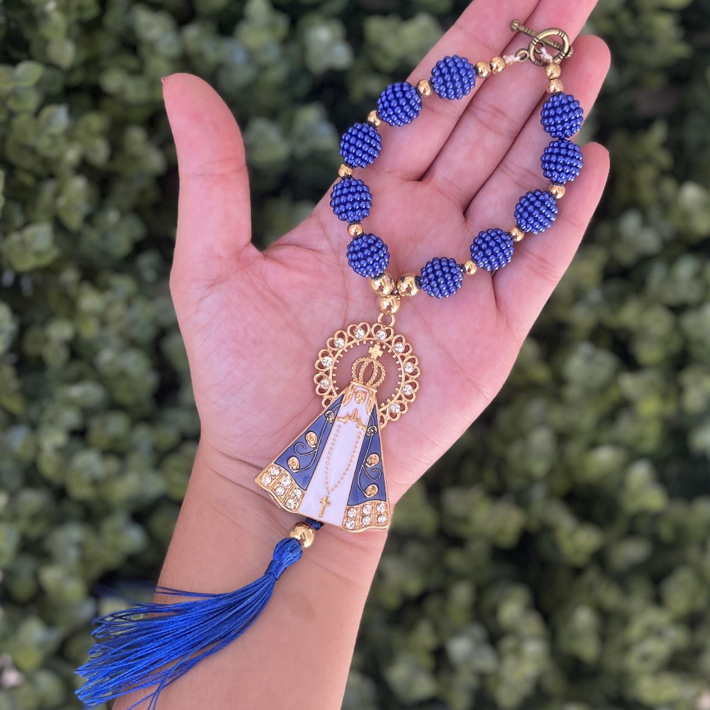 Dezena Retrovisor de Carro Nossa Senhora Aparecida Pérola Azul