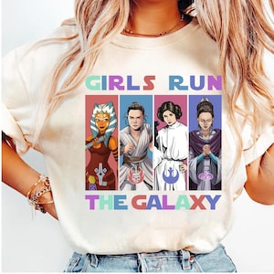 Camiseta Masculina Feminina Oversized Estampa Star Wars Personagens Femininas "Girls Run The Galaxy" T-shirt Streetwear