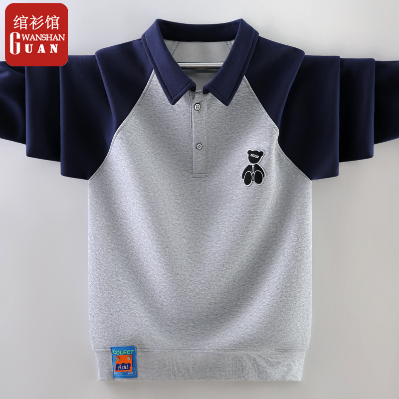 Crianças crianças meninos moletom gola de chumbo 2026 novo estilo camisa polo topo de manga comprida camiseta primavera 