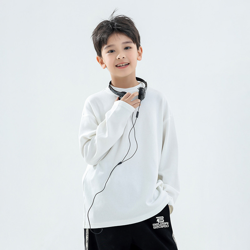 Meninos meia gola alta camiseta de manga comprida 2026 novo estilo médio grande crianças alemão velo topo outono inverno
